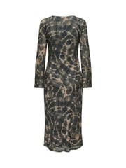 JDY Animal Leopard Print Ruched Mesh Midi Dress - Image 2 of 2