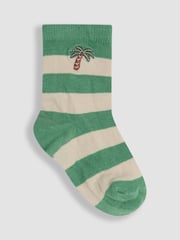 JoJo Maman Bébé Green Printed Socks 3 Pack - Image 4 of 7