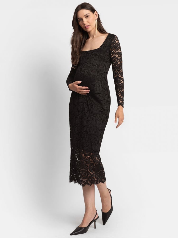 Seraphine Maternity Black Lace Bodycon - Image 1 of 5 Seraphine Maternity Black Lace Bodycon - Image 1 of 5