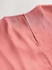 Rose Gold Short Sleeve Crinkle Satin Asymmetric Top - Image 7 of 7