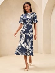 Navy Petite Mixed Print Underbust Jersey Midi Dress - Image 2 of 4