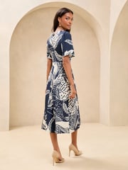 Navy Petite Mixed Print Underbust Jersey Midi Dress - Image 3 of 4