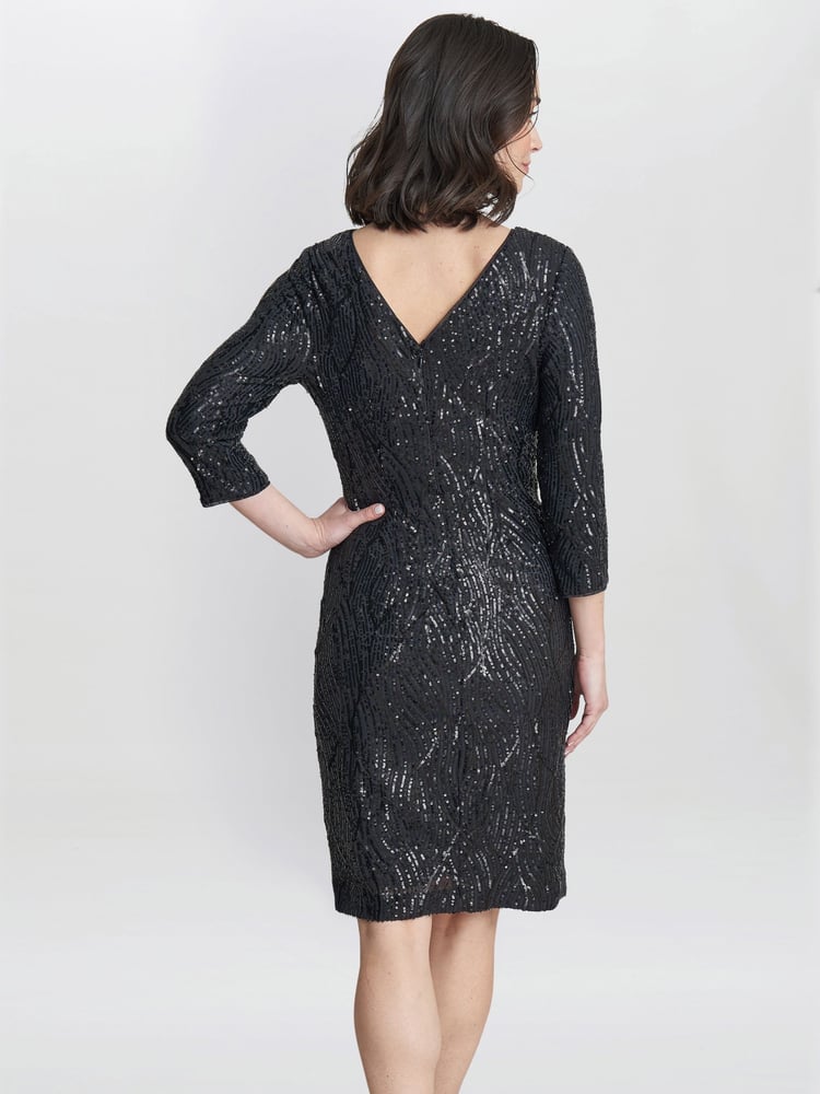 Gina Bacconi Grey Angelina Sequin Shift Dress - Image 2 of 4