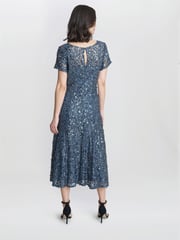 Gina Bacconi Grey Andrea A-Line Dress With Illusion Neckline - Image 2 of 4