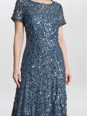 Gina Bacconi Grey Andrea A-Line Dress With Illusion Neckline - Image 4 of 4