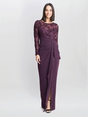 Gina Bacconi Keeley Lace Bodice & Sleeves Maxi Dress - Image 3 of 5