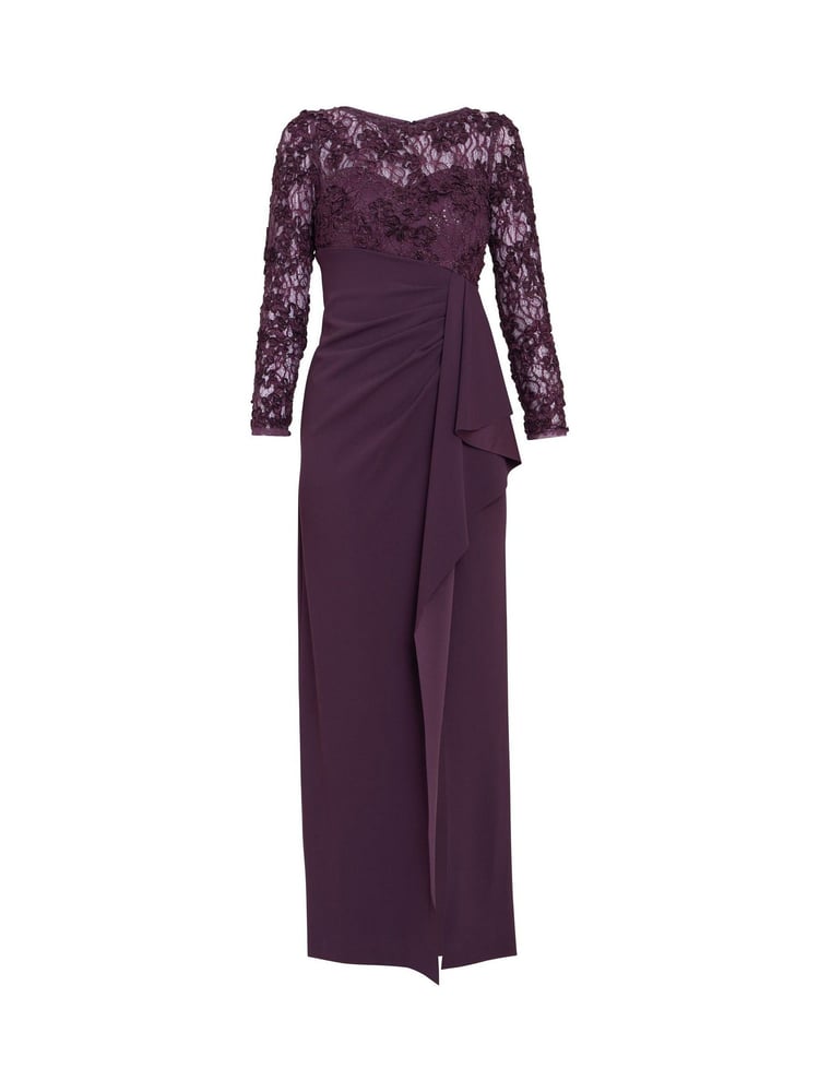 Gina Bacconi Keeley Lace Bodice & Sleeves Maxi Dress - Image 5 of 5