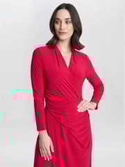 Gina Bacconi Red Hilary Jersey Wrap Maxi Dress - Image 4 of 4