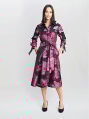 Gina Bacconi Grey Lauren Jacquard Shirt Dress - Image 3 of 6