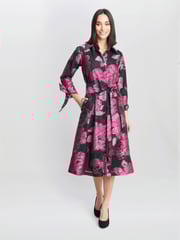 Gina Bacconi Grey Lauren Jacquard Shirt Dress - Image 4 of 6