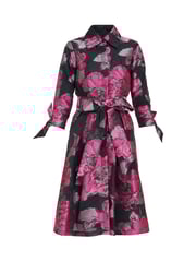 Gina Bacconi Grey Lauren Jacquard Shirt Dress - Image 6 of 6