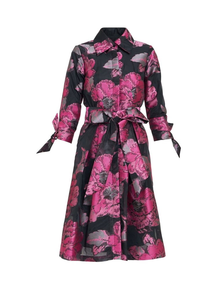 Gina Bacconi Grey Lauren Jacquard Shirt Dress - Image 6 of 6