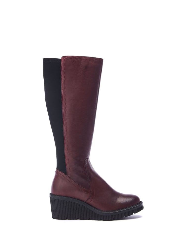 Moda in Pelle Harpette Crepe Wedge Long Side Zip Boots - Image 1 of 4