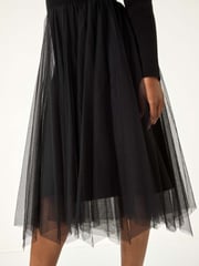 Roman Black Petite Contrast Knit Mesh Dress - Image 5 of 5