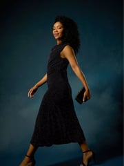 Roman Purple Petite Sparkle Stretch Drape Dress - Image 3 of 4