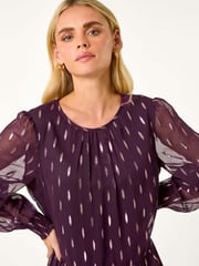 Roman Purple Petite Metallic Jacquard Dress - Image 4 of 5