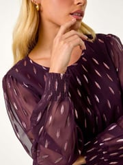 Roman Purple Petite Metallic Jacquard Dress - Image 5 of 5