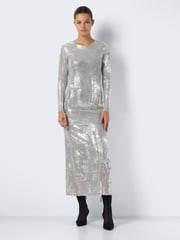 NOISY MAY Silver Long Sleeve Mesh Maxi Party Dress - Image 2 of 3