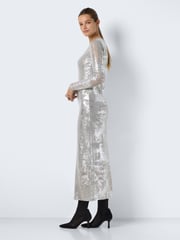 NOISY MAY Silver Long Sleeve Mesh Maxi Party Dress - Image 3 of 3