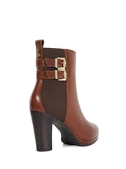 Dune London Brown Oreanix Double Buckle Block Heel Boots - Image 4 of 5
