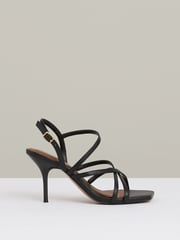 Reiss Black Elise Leather Strappy Stiletto Sandals - Image 1 of 5