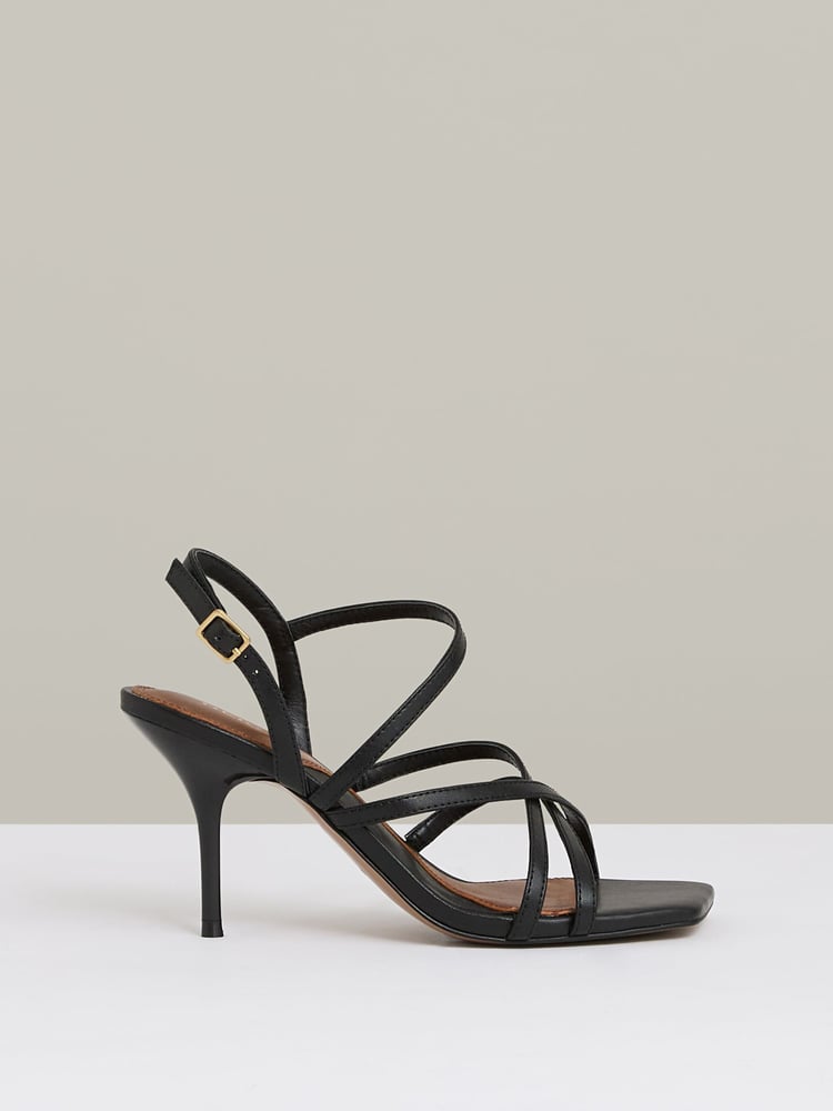 Reiss Black Elise Leather Strappy Stiletto Sandals - Image 1 of 5