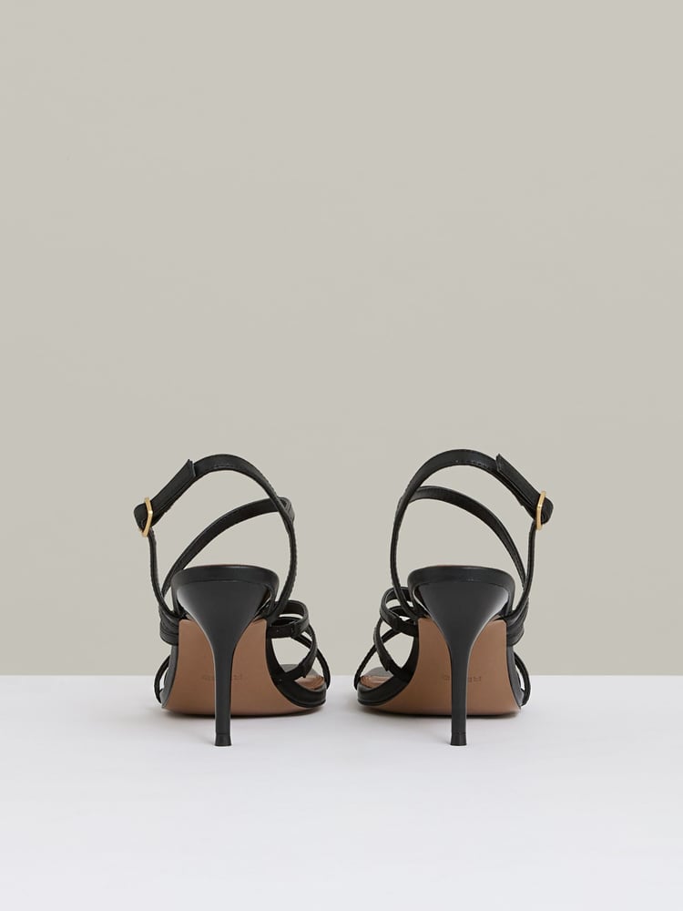 Reiss Black Elise Leather Strappy Stiletto Sandals - Image 5 of 5