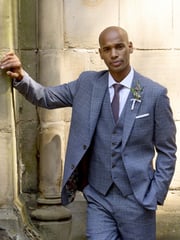 Skopes Blue Tailored Fit Irwin Windowpane Check Suit Jacket - Image 1 of 8