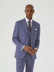 Skopes Blue Tailored Fit Irwin Windowpane Check Suit Jacket - Image 4 of 8
