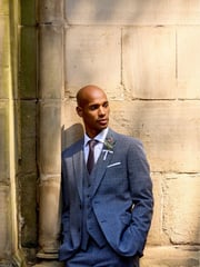 Skopes Blue Tailored Fit Irwin Windowpane Check Suit Waistcoat - Image 2 of 5