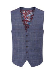 Skopes Blue Tailored Fit Irwin Windowpane Check Suit Waistcoat - Image 4 of 5