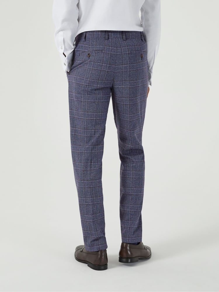 Skopes Blue Tailored Fit Irwin Windowpane Check Suit Trousers - Image 2 of 5