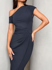 Lipsy Navy Petite Off The Shoulder Gathered Waist Maxi Dress - Image 2 of 4