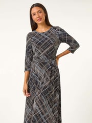 Roman Brown Abstract Linear Dress - Image 2 of 5