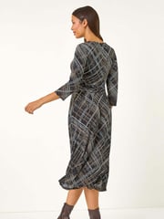 Roman Brown Abstract Linear Dress - Image 3 of 5