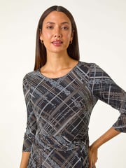 Roman Brown Abstract Linear Dress - Image 4 of 5