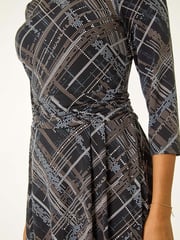 Roman Brown Abstract Linear Dress - Image 5 of 5