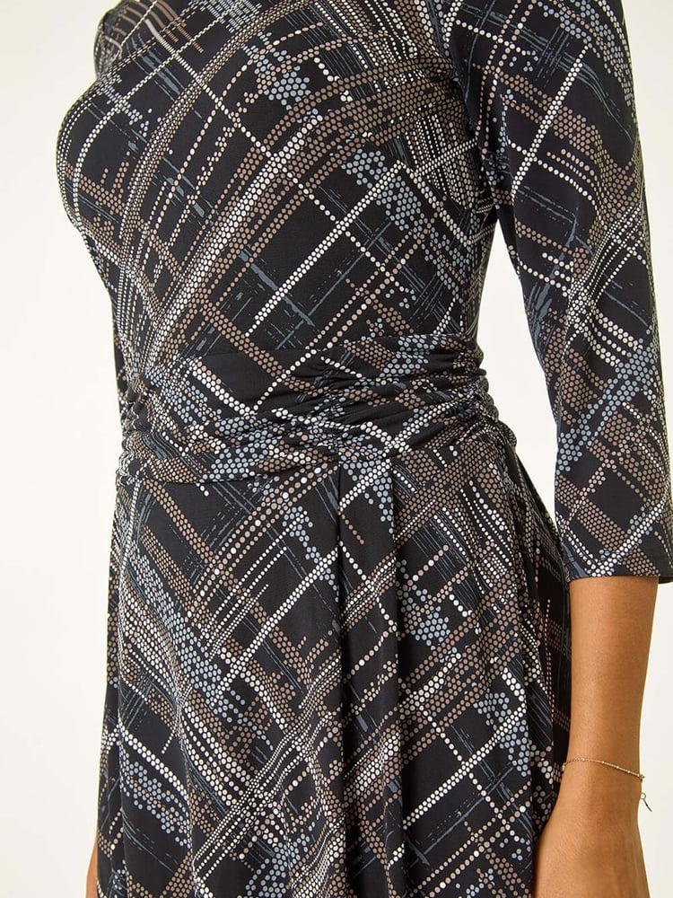 Roman Brown Abstract Linear Dress - Image 5 of 5