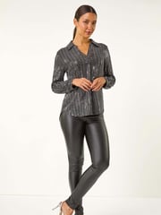 Roman Metallic Foil V-Neck Shirt - Image 2 of 5