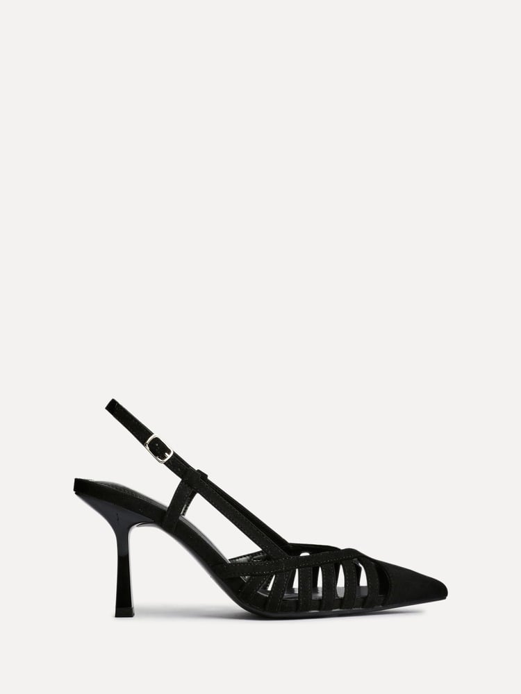 Linzi Black Alias Cut Out Slingback Court Heels - Image 2 of 5