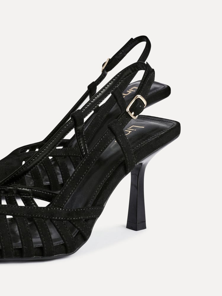 Linzi Black Alias Cut Out Slingback Court Heels - Image 5 of 5