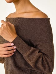 Roman Brown Bardot Shimmer Knit Jumper - Image 5 of 5