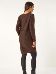 Roman Brown Sequin Stretch Jumper Dress - Image 3 of 5