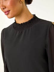 Roman Black Sequin Stripe Detail Top - Image 5 of 5