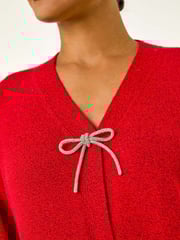 Roman Red Bow Embelished Knit Cardigan - Image 5 of 5