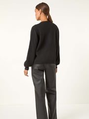 Roman Black Bow Embelished Knit Cardigan - Image 3 of 5