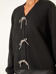 Roman Black Bow Embelished Knit Cardigan - Image 5 of 5