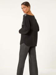 Roman Black Rhinestone Detail Knit Jumper - Image 3 of 5