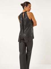 Roman Metallic Print Halterneck Top - Image 3 of 5