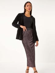 Roman Pink Foil Plisse Pleated Pencil Skirt - Image 3 of 6